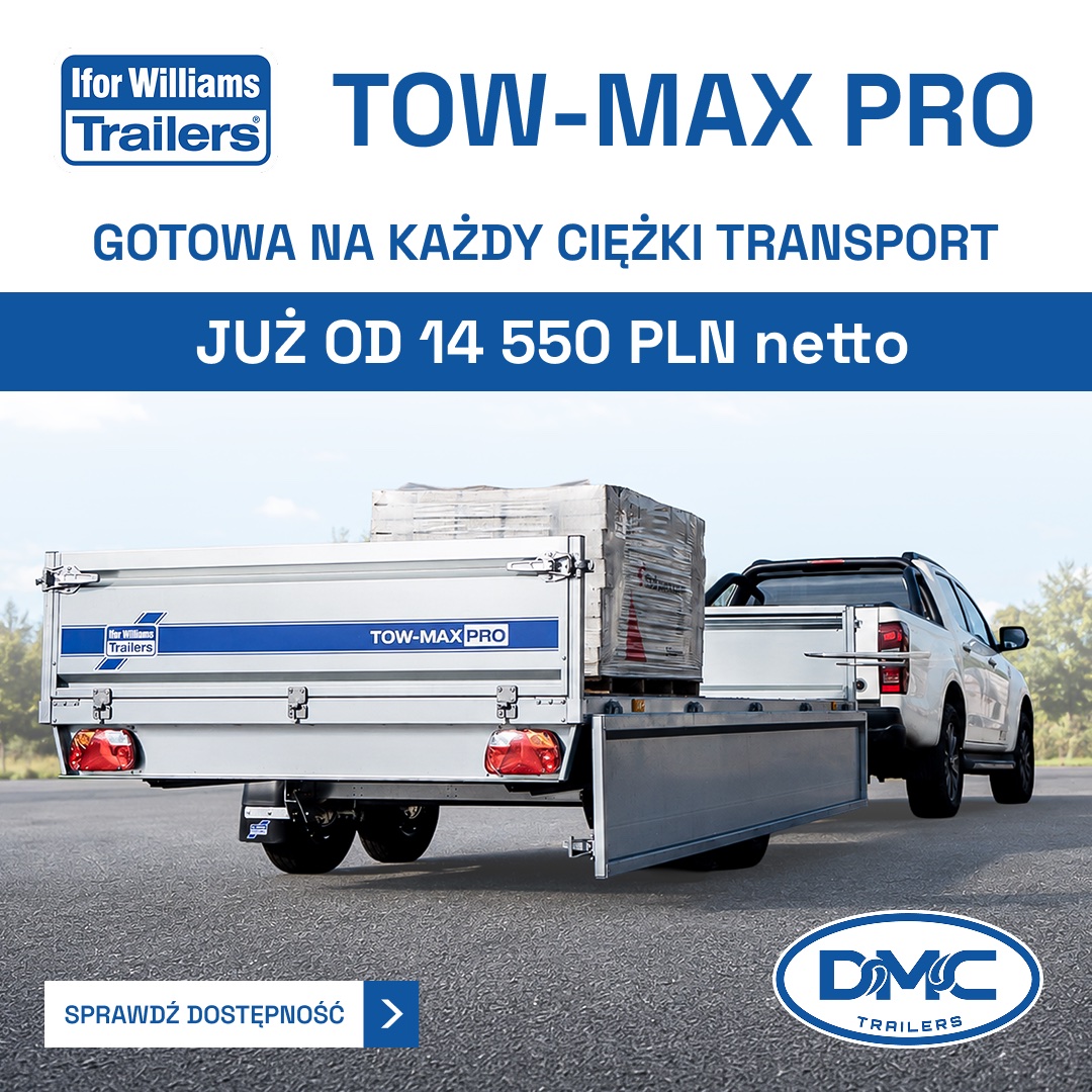Grafika reklamowa dla DMC Trailers: Reklama przyczepy TOW-MAX PRO