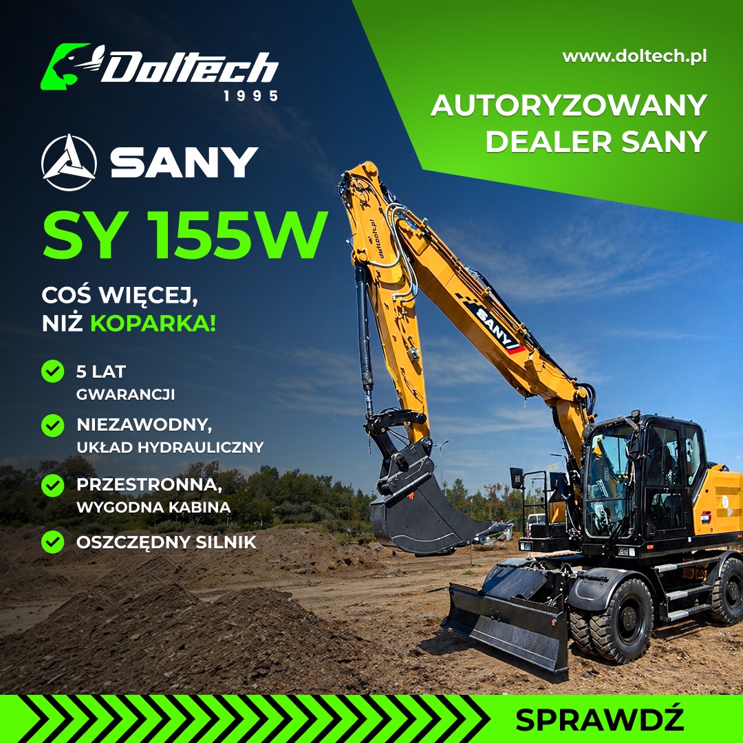 Grafika reklamowa dla Doltech: Kreacja produktowa SANY SY 155W